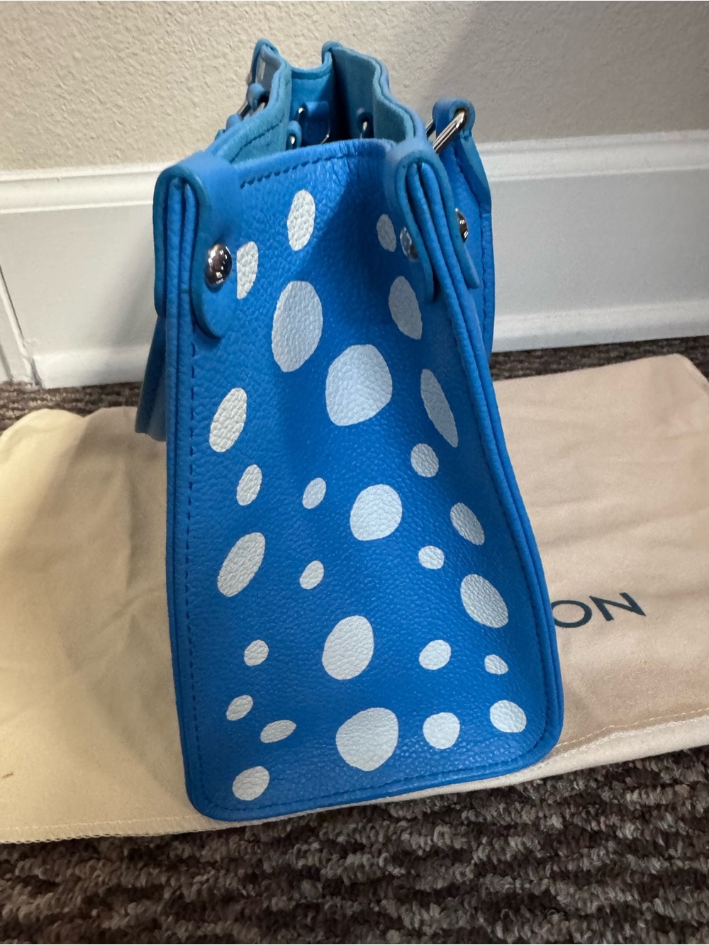 Louis Vuitton Blue and White Polka Dot Tote - Picture 7 of 7